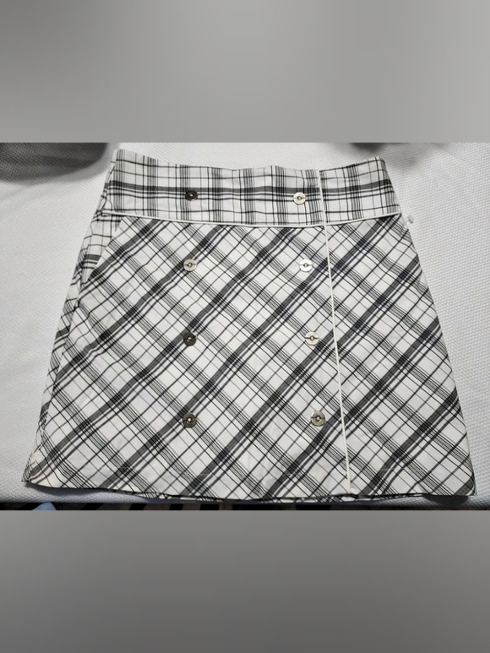 NWT Birdy & Grace Plaid Mini Skirt in White & Black SIZE 2